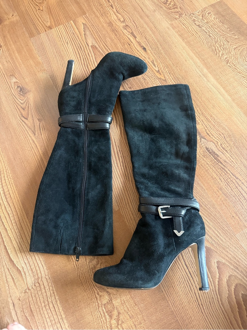 Antonio Melani Women's Black Suede High-Heel Knee Boots